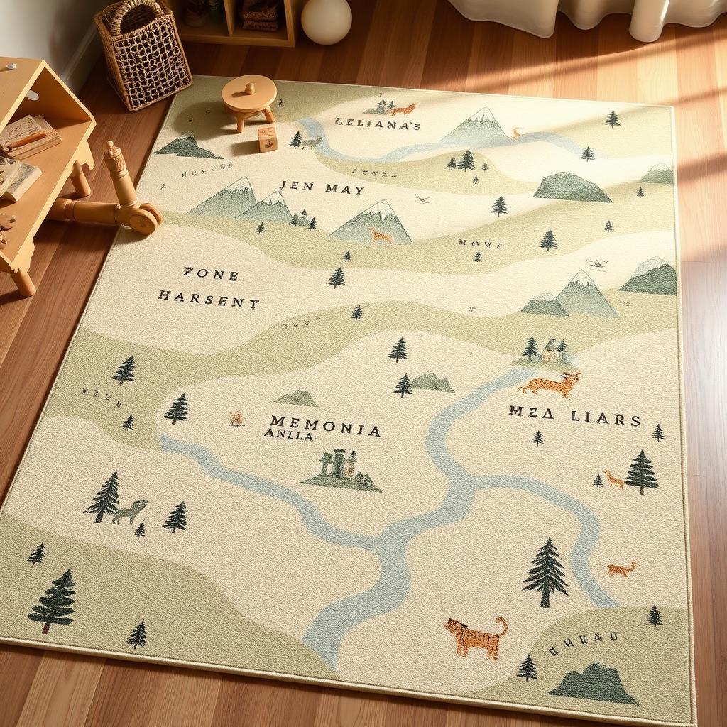 Little Explorer washable rug in Oat — product view