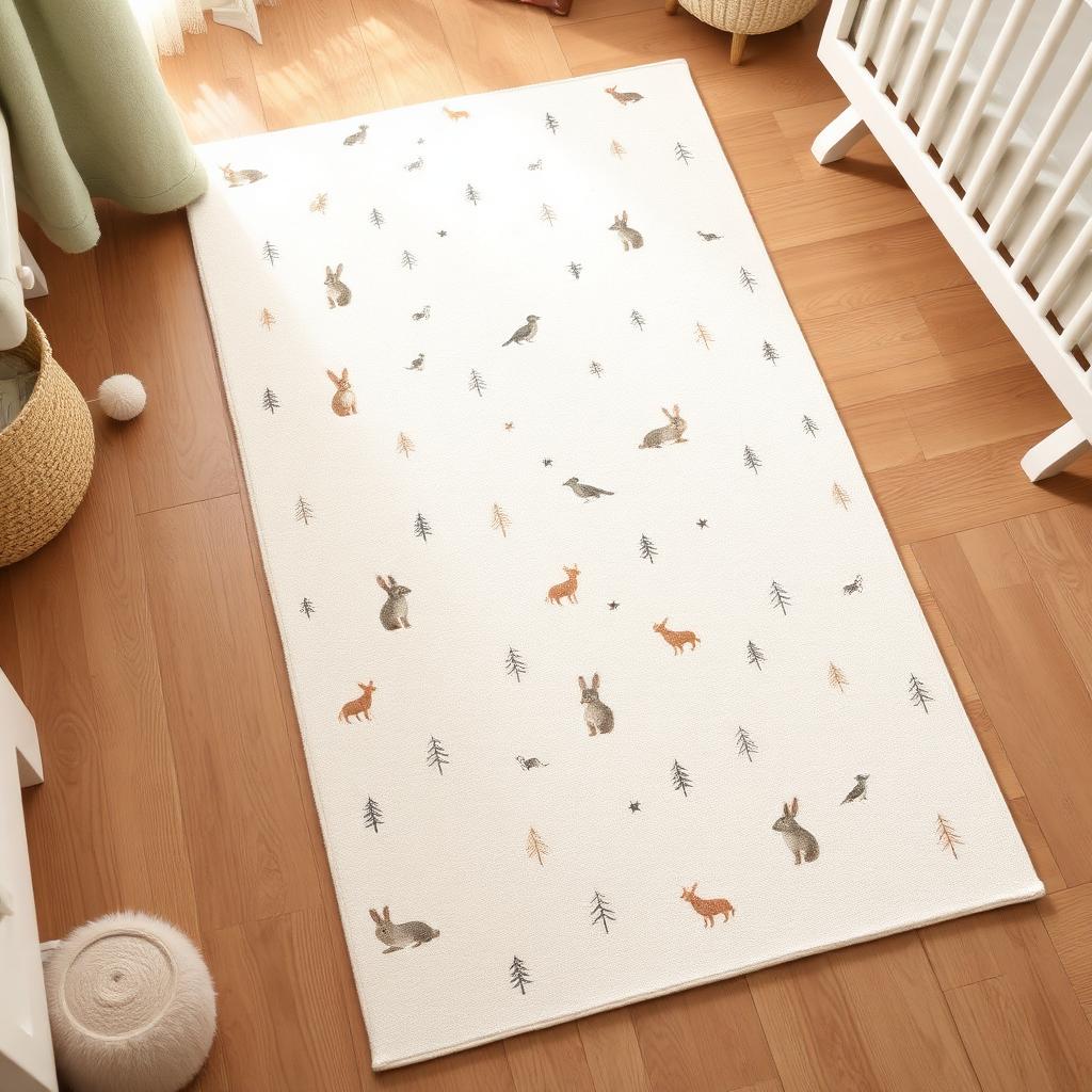 Woodland Friends washable rug in Ivory — product view